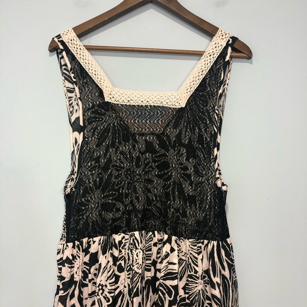 Free People X Intimately Tiers For You Sleeveless Floral Maxi Dress Black Pink M - Picture 7 of 9